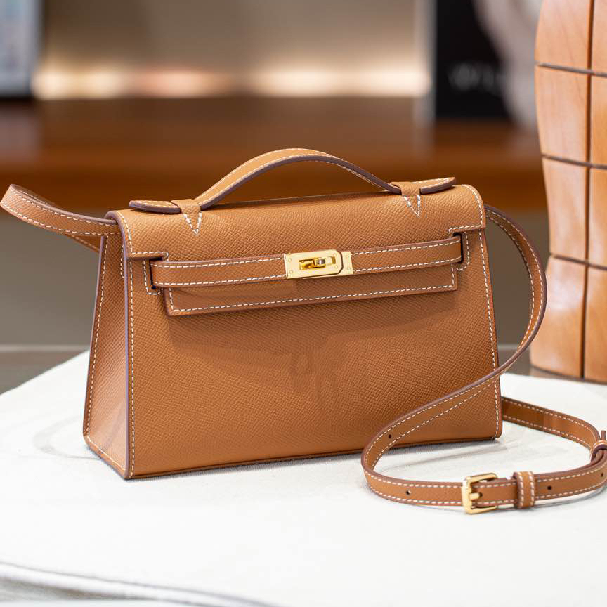 Hermes-Kelly 1st Generation Epsom Cowhide Brown Golden Buckles/Silver Buckles