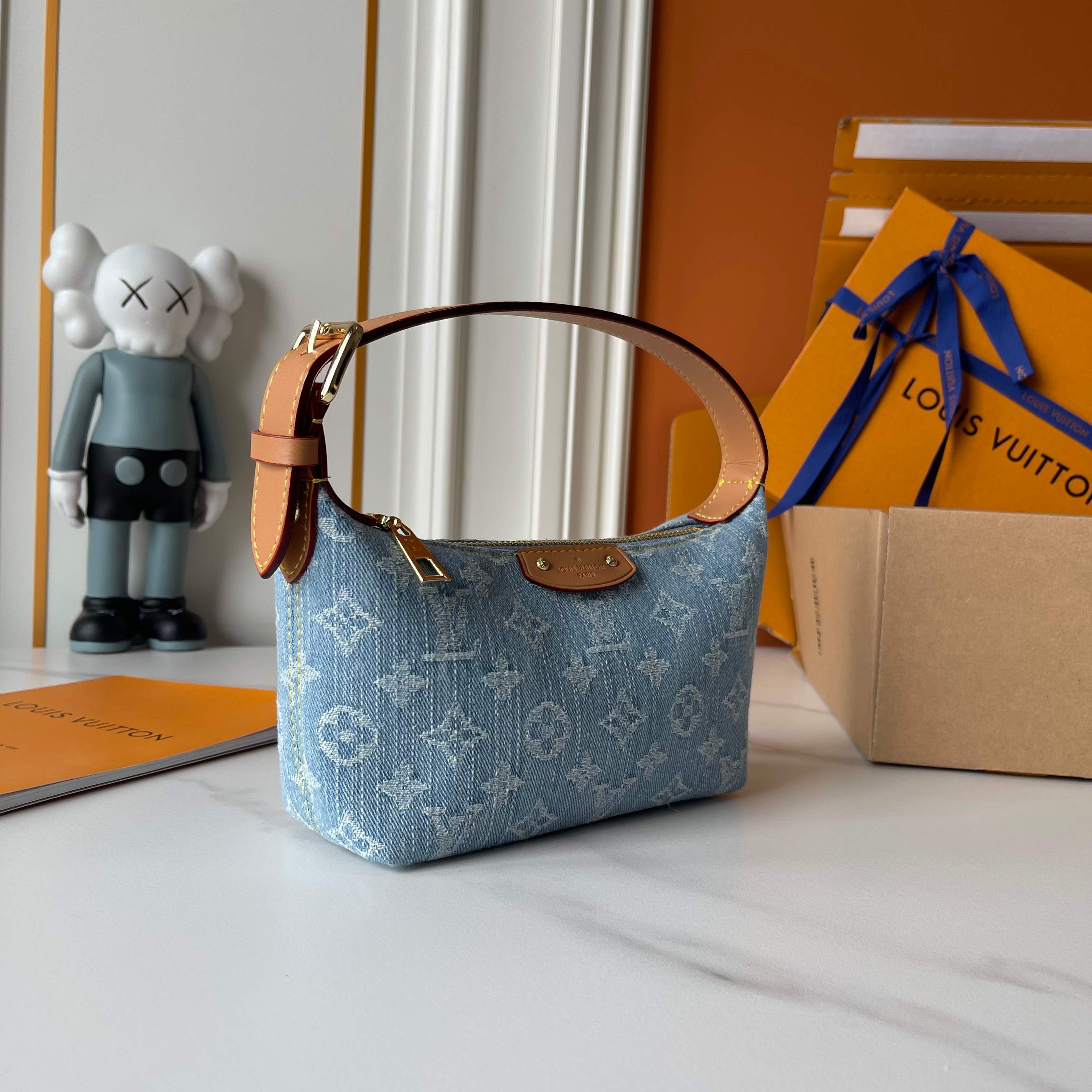 LV Denim Blue Pochette Handbag