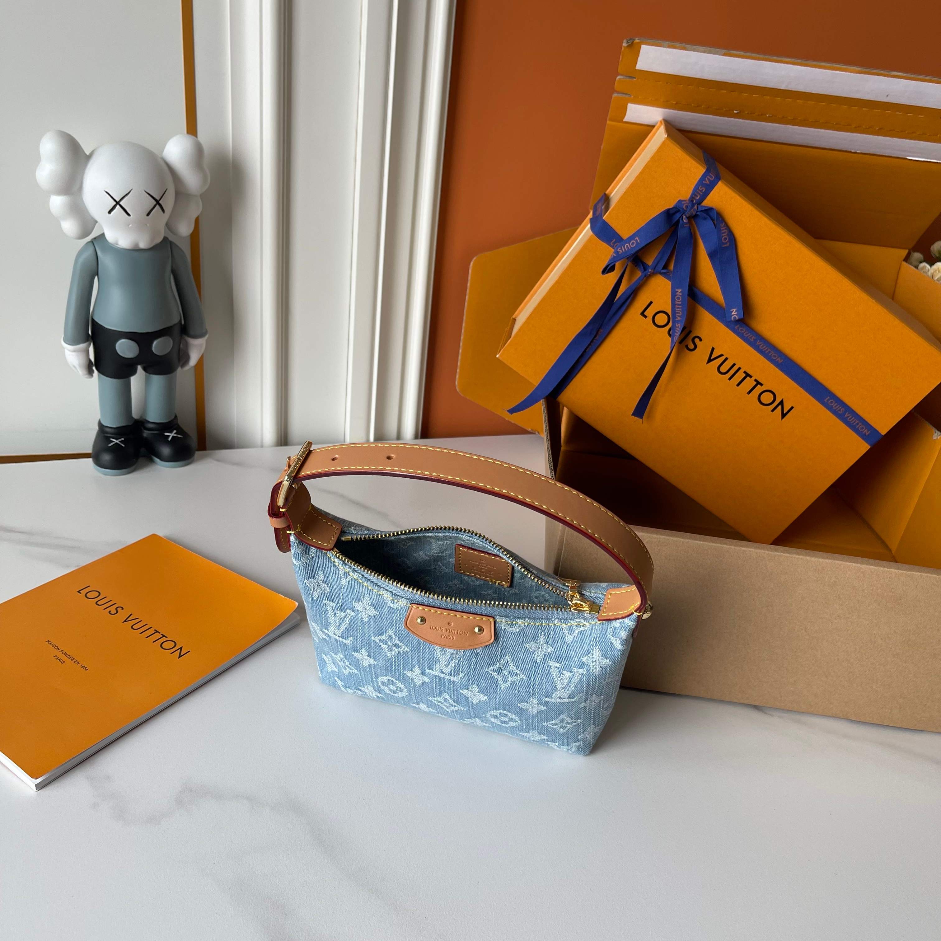 LV Denim Blue Pochette Handbag