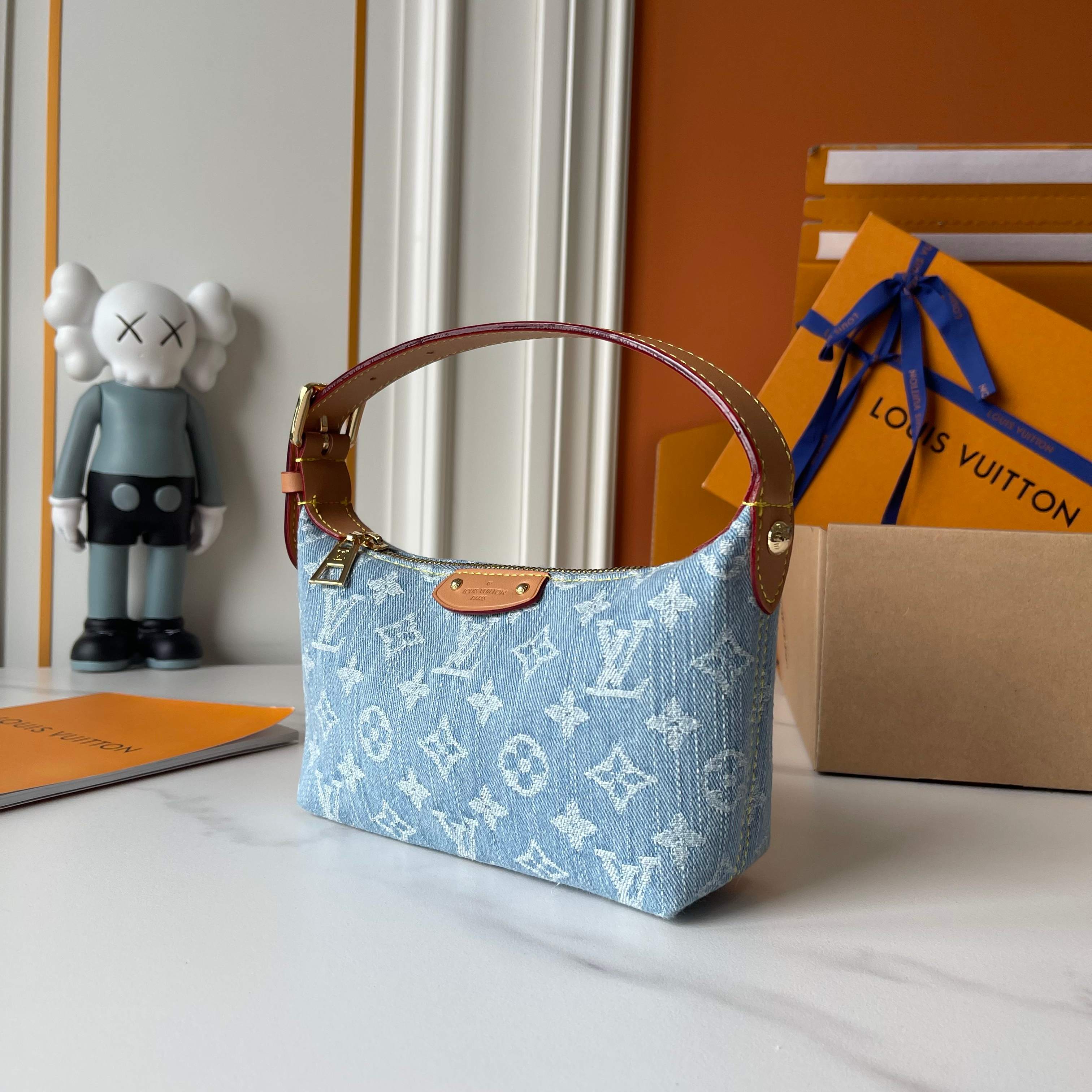 LV Denim Blue Pochette Handbag