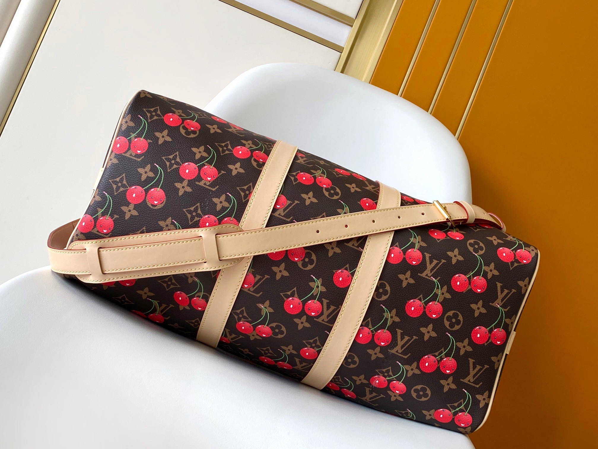 Louis Vuitton X Takashi Murakami Speedy Bag Cherry Brown Monogram Gold Hardware