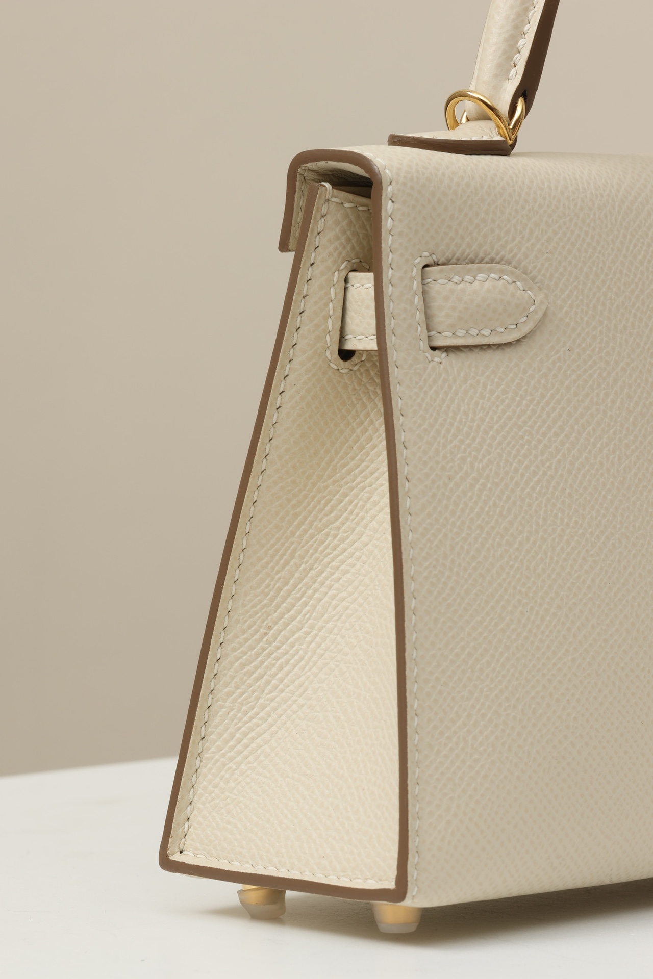 Hermes-Mini Kelly Milk Shake Platinum Buckle Bag