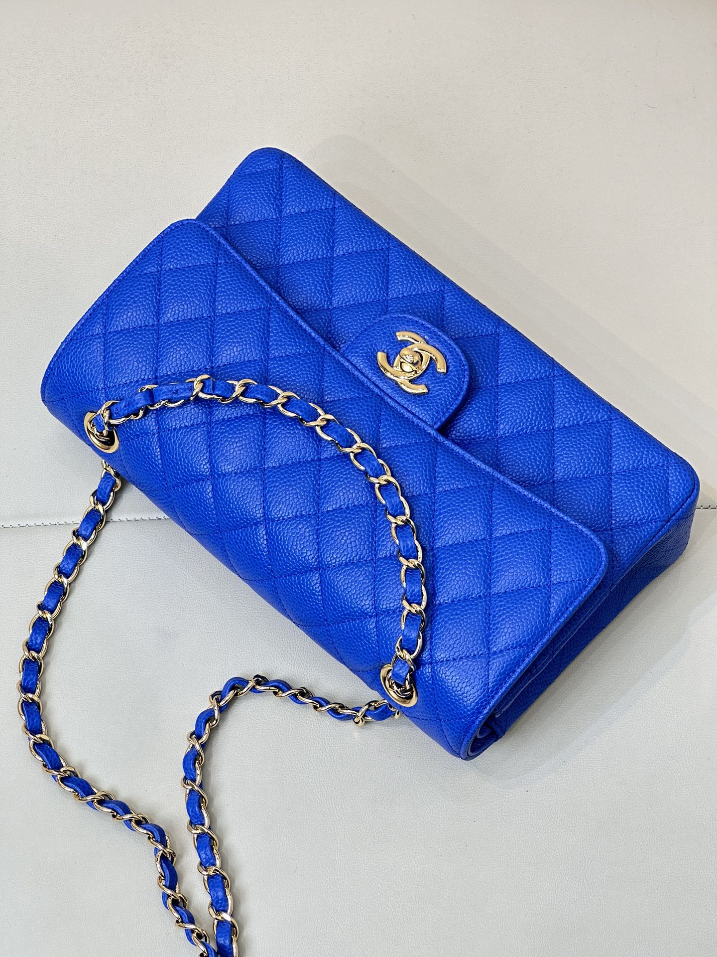 CHANEL - Classic Flap Medium Size Klein Blue Flap  Bag