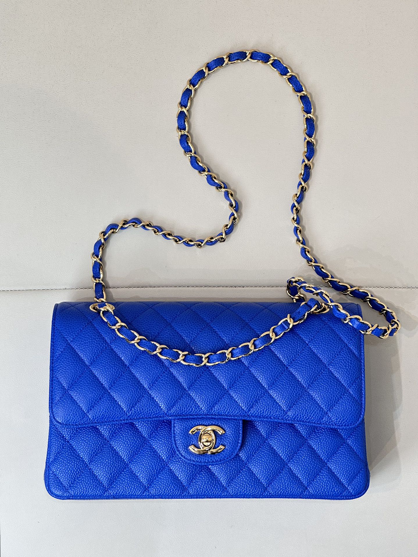 CHANEL - Classic Flap Medium Size Klein Blue Flap  Bag