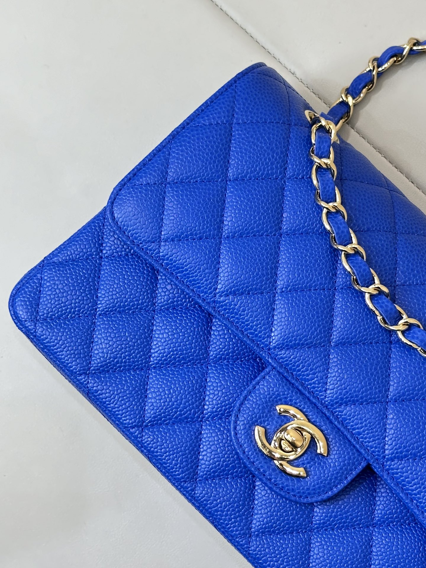 CHANEL - Classic Flap Medium Size Klein Blue Flap  Bag
