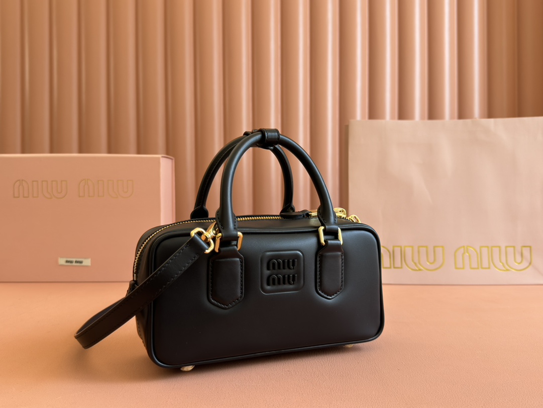 MIU MIU - Arcadie Leather Mini Shoulder Bag Black