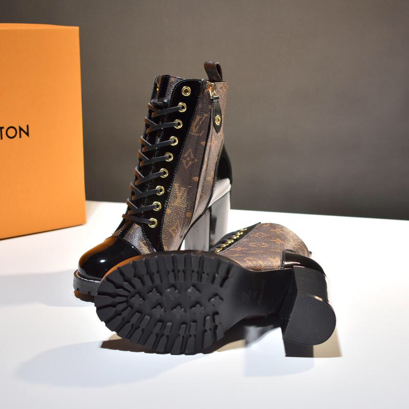 LOUIS VUITTON - LV Star Trail Cowhide Leather Ankle Brown Boots 8cm for Women