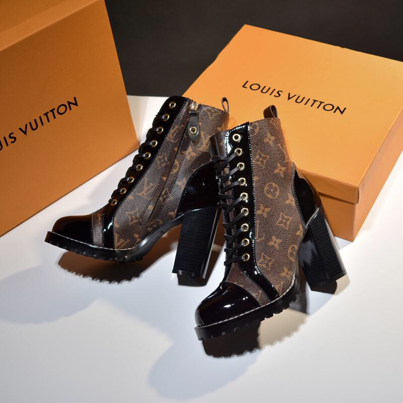 LOUIS VUITTON - LV Star Trail Cowhide Leather Ankle Brown Boots 8cm for Women