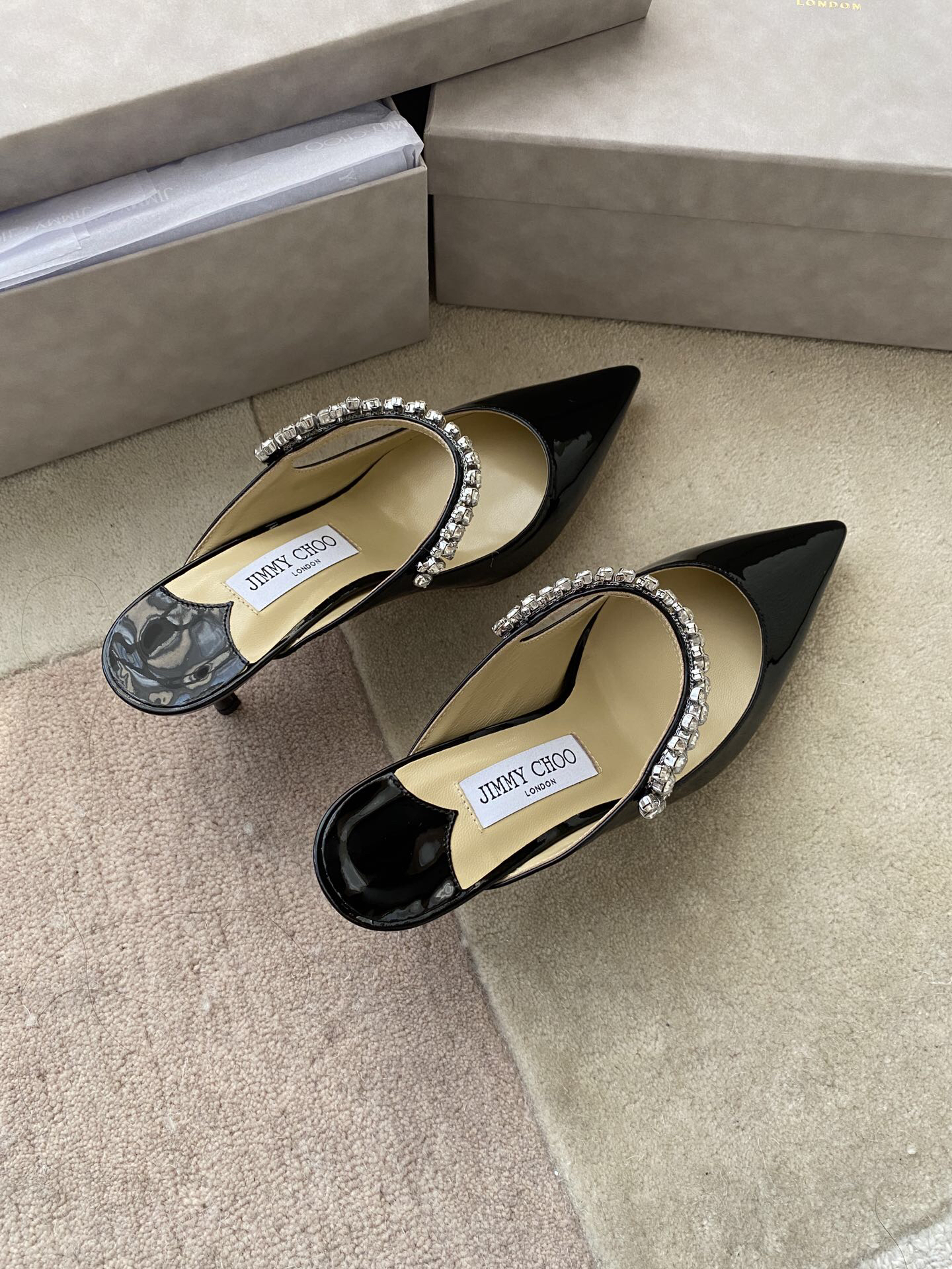 Jimmy Choo - Bing Pointed Toe Slip-On Slippers for Women (Black)