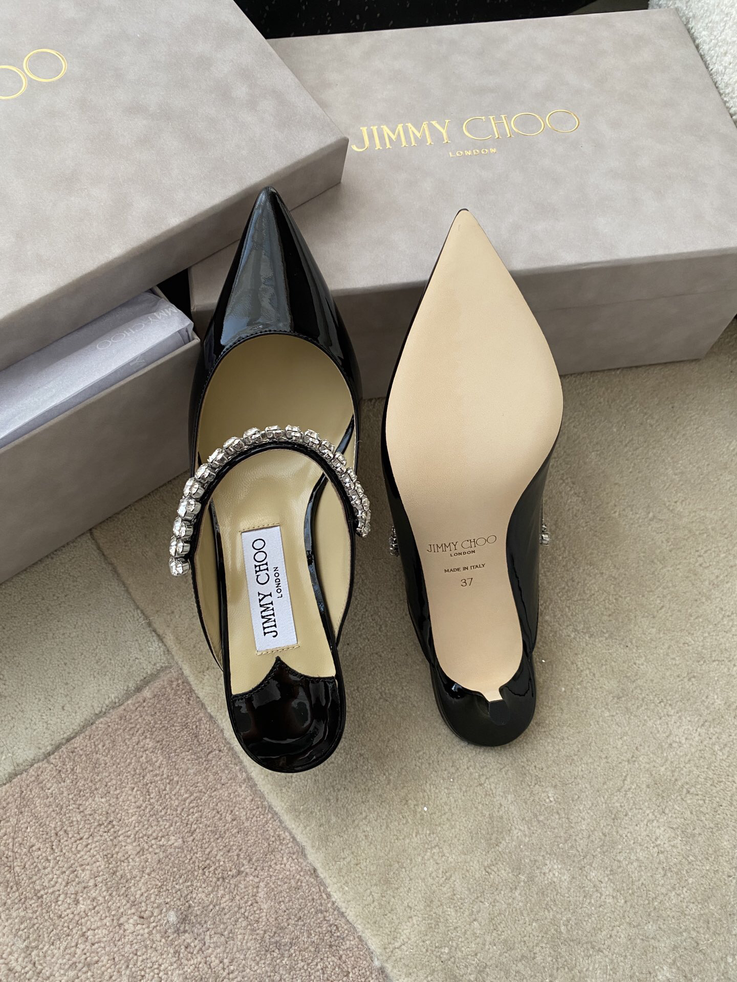 Jimmy Choo - Bing Pointed Toe Slip-On Slippers for Women (Black)