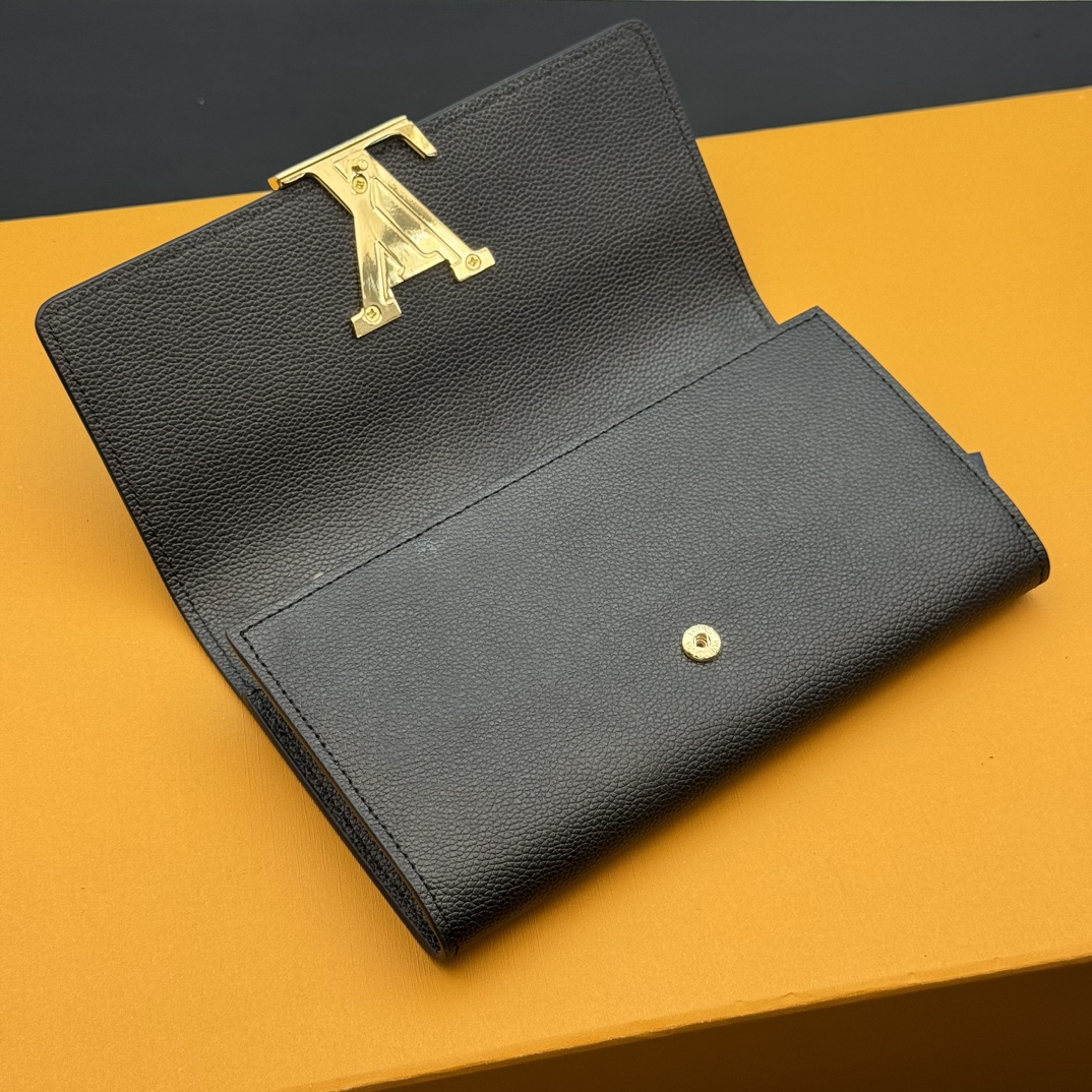 LOUIS VUITTON - LV Capucines Taurillon Leather Capucine Wallet Black