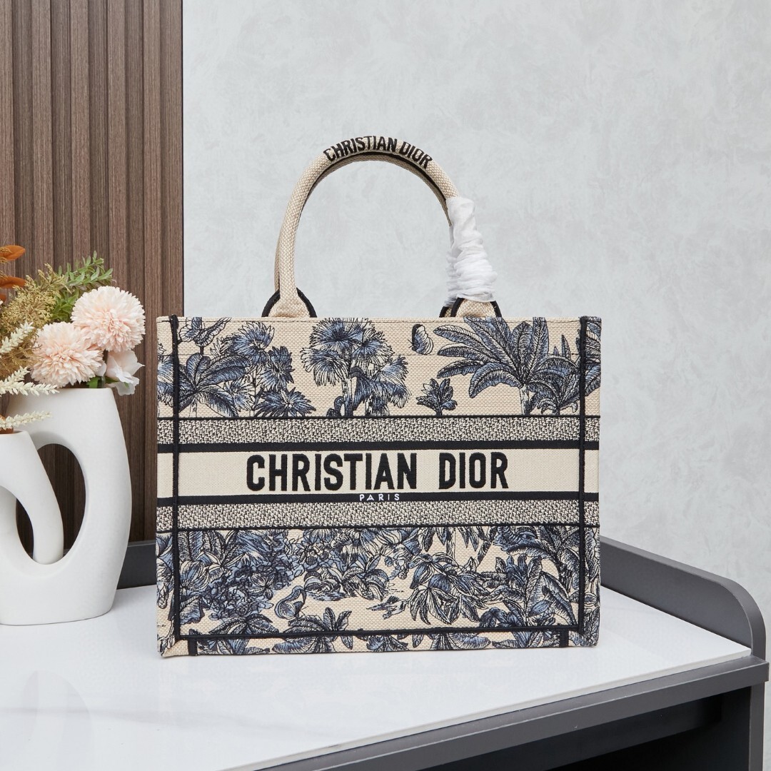 Dior - Book Tote Bag Dioriviera Broderie Toile de Jouy Palms