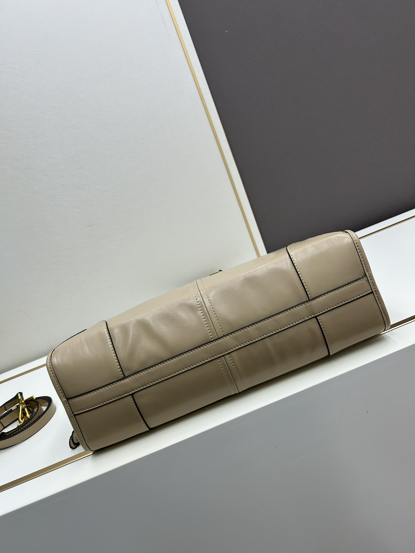 PRADA - Soft Lux Soft Leather Shoulder Crossbody Handbag Stone Grey