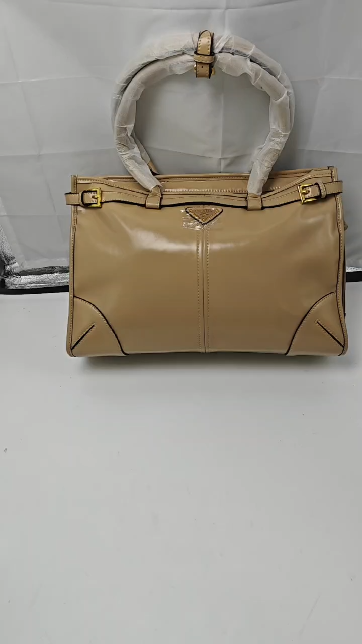 PRADA - Soft Lux Soft Leather Shoulder Crossbody Handbag Stone Grey