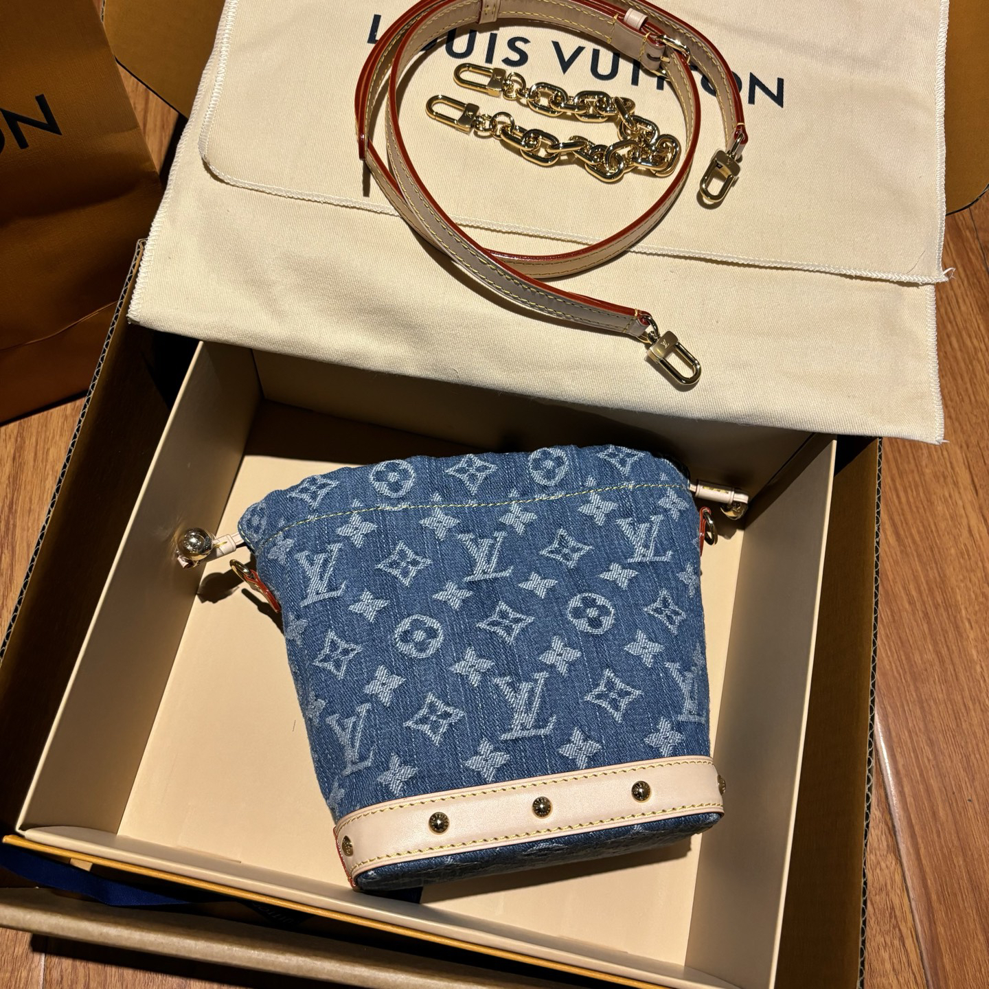 LOUIS VUITTON - LV Nano Noé Bucket Bag Crossbody Shoulder Bag Blue