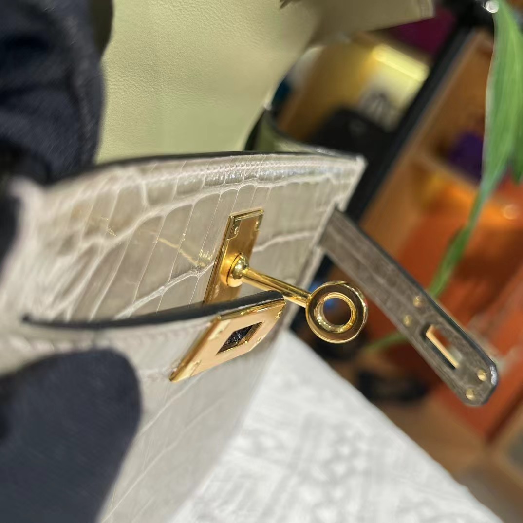 Hermes - Mini Kelly 19cm calfskin with crocodile-embossed pattern