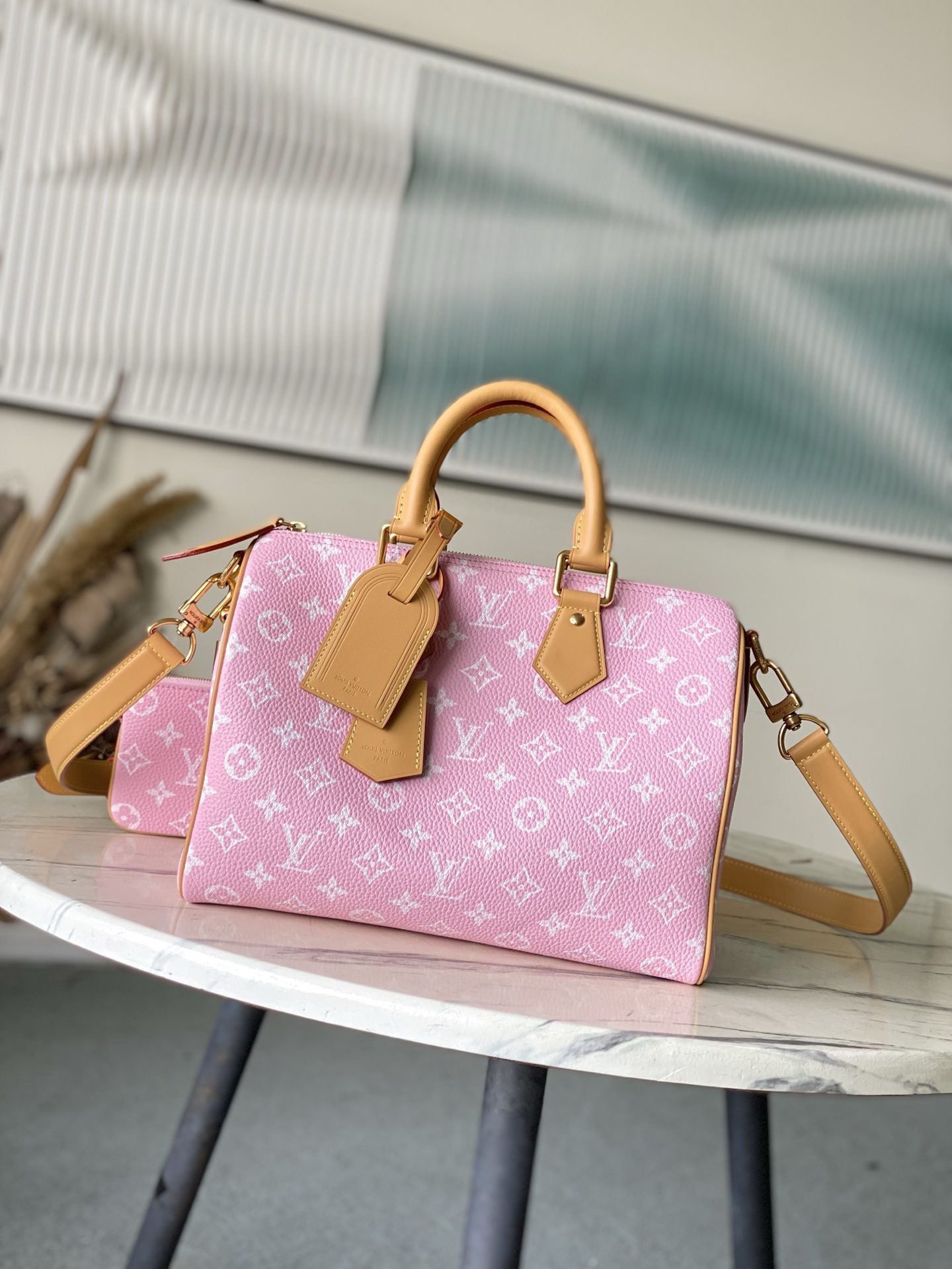 LOUIS VUITTON - LV Speedy P9 Bandoulière 30 Leather Shoulder Crossbody Handbag Pink