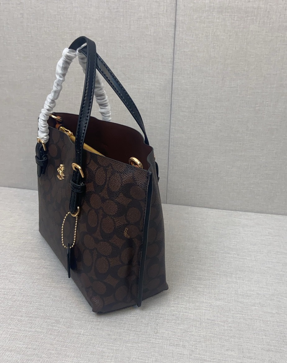 COACH - Mollie Tote 25 PVE Leather Small Shoulder Hand Bag Brown