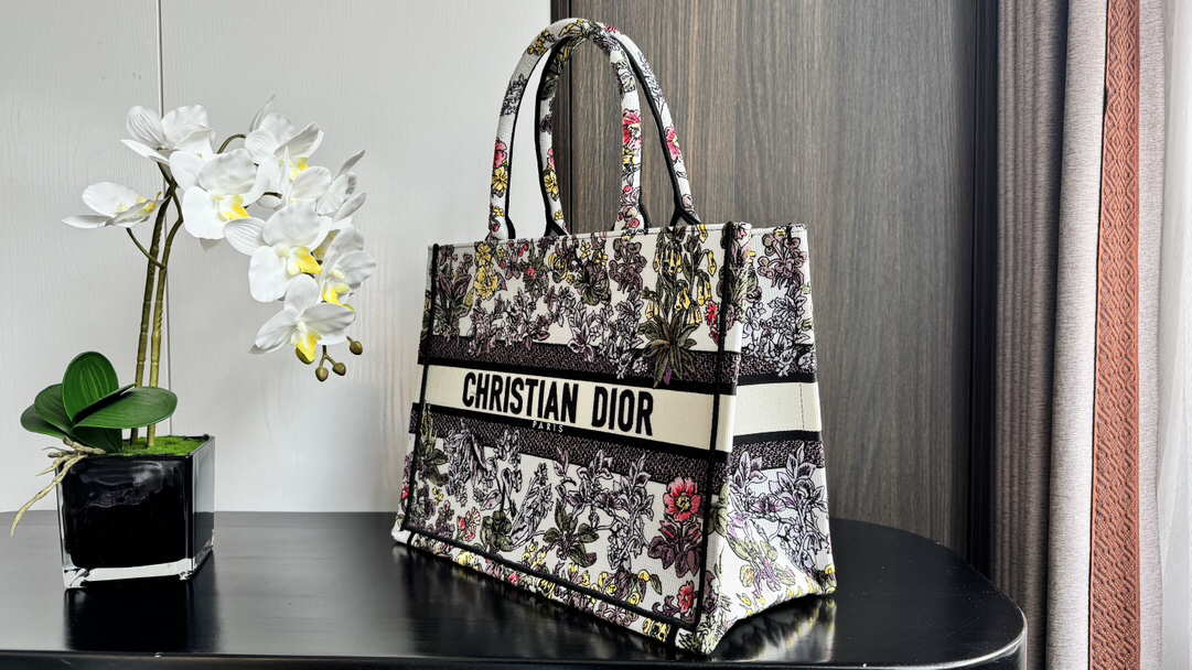 Dior - BookTote Millefiori Unicorn Fabric Tote Bag Shopping Bag Handbag Cream White Mixed Colors