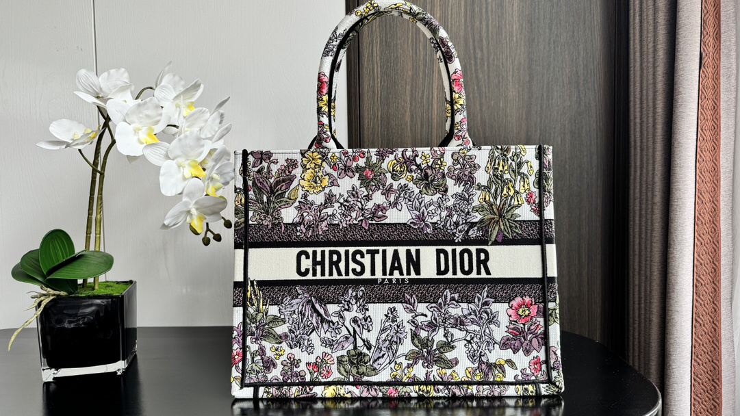 Dior - BookTote Millefiori Unicorn Fabric Tote Bag Shopping Bag Handbag Cream White Mixed Colors