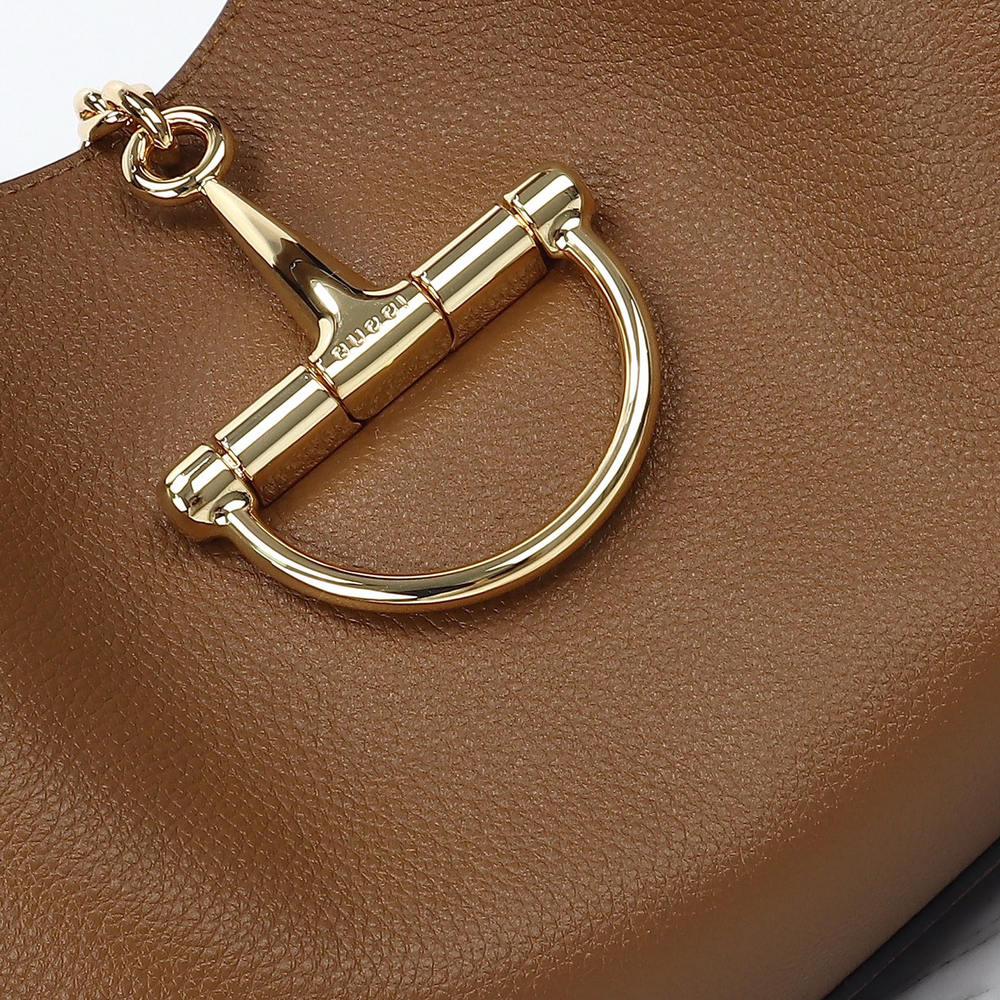 Gucci- Softbit series semi horseneck buckle leather bag