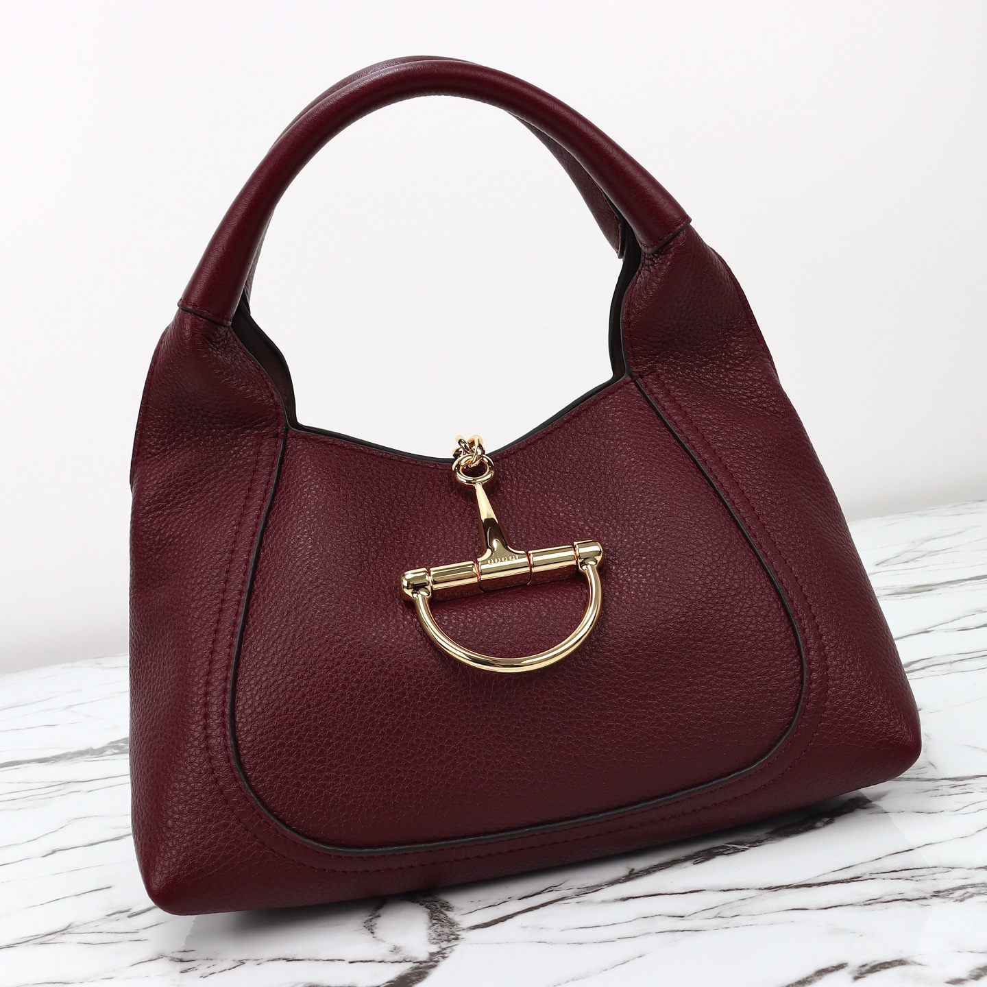 Gucci- Softbit series semi horseneck buckle leather bag