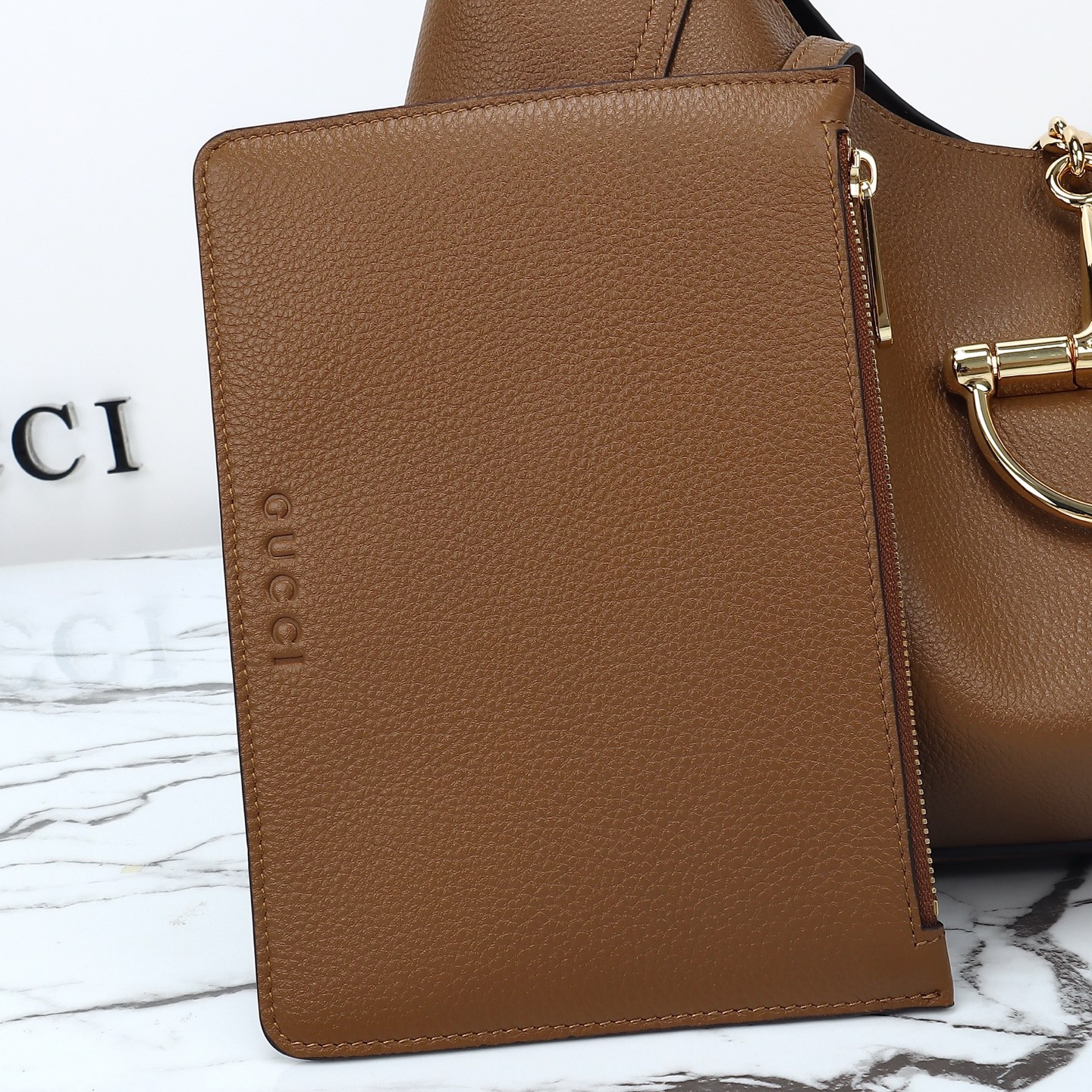 Gucci- Softbit series semi horseneck buckle leather bag