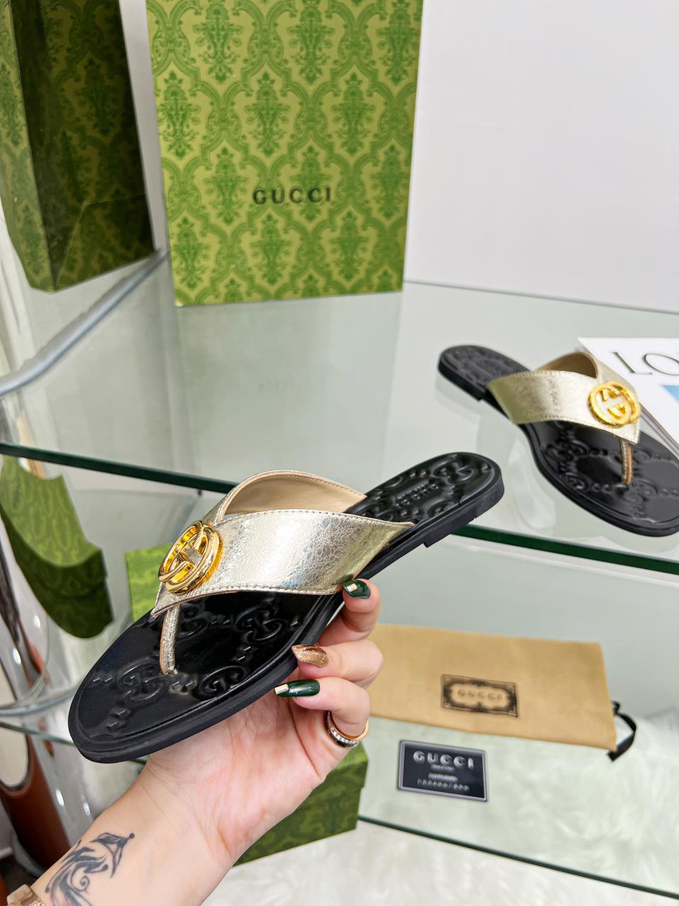 GUCCI - Women's GG Marmont Sandals Leather