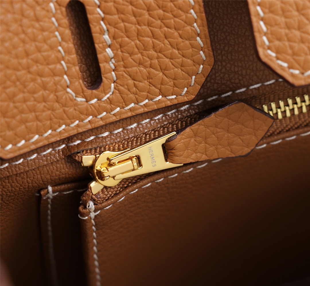 HERMES- Birkin 25 Silver buckle Gold buckle Brown Handbag