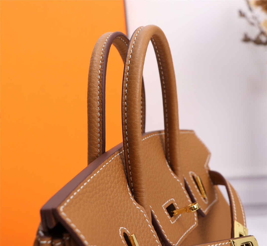 HERMES- Birkin 25 Silver buckle Gold buckle Brown Handbag