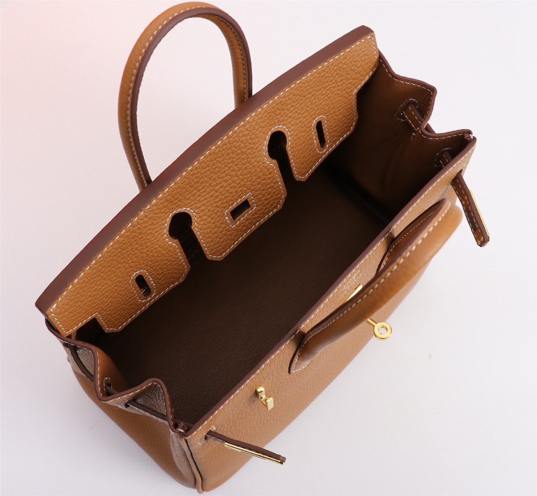HERMES- Birkin 25 Silver buckle Gold buckle Brown Handbag