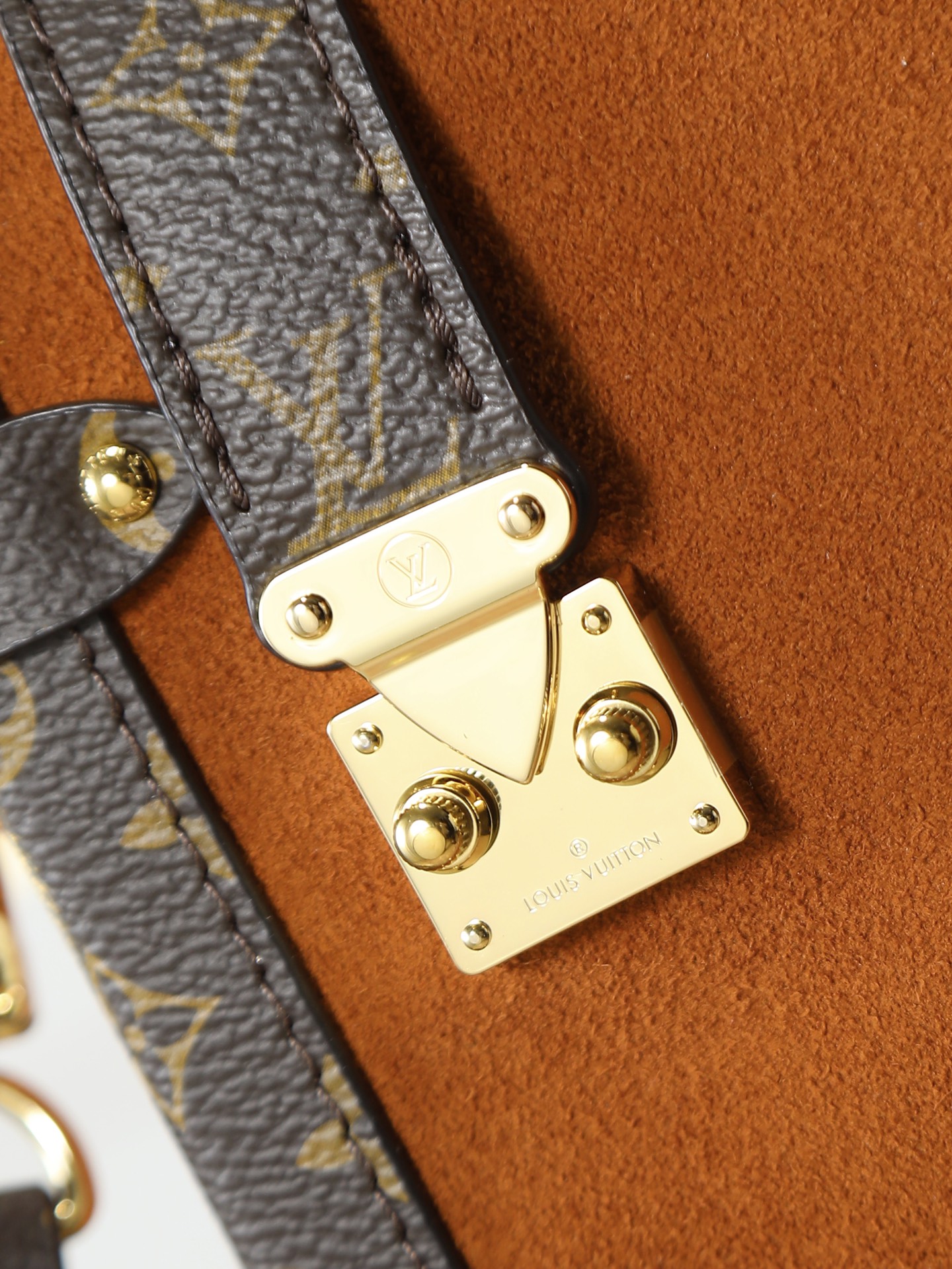 LOUIS VUITTON - LV SIDE TRUNK Suede Box Bag Underarm Bag Shoulder Crossbody Handbag Brown