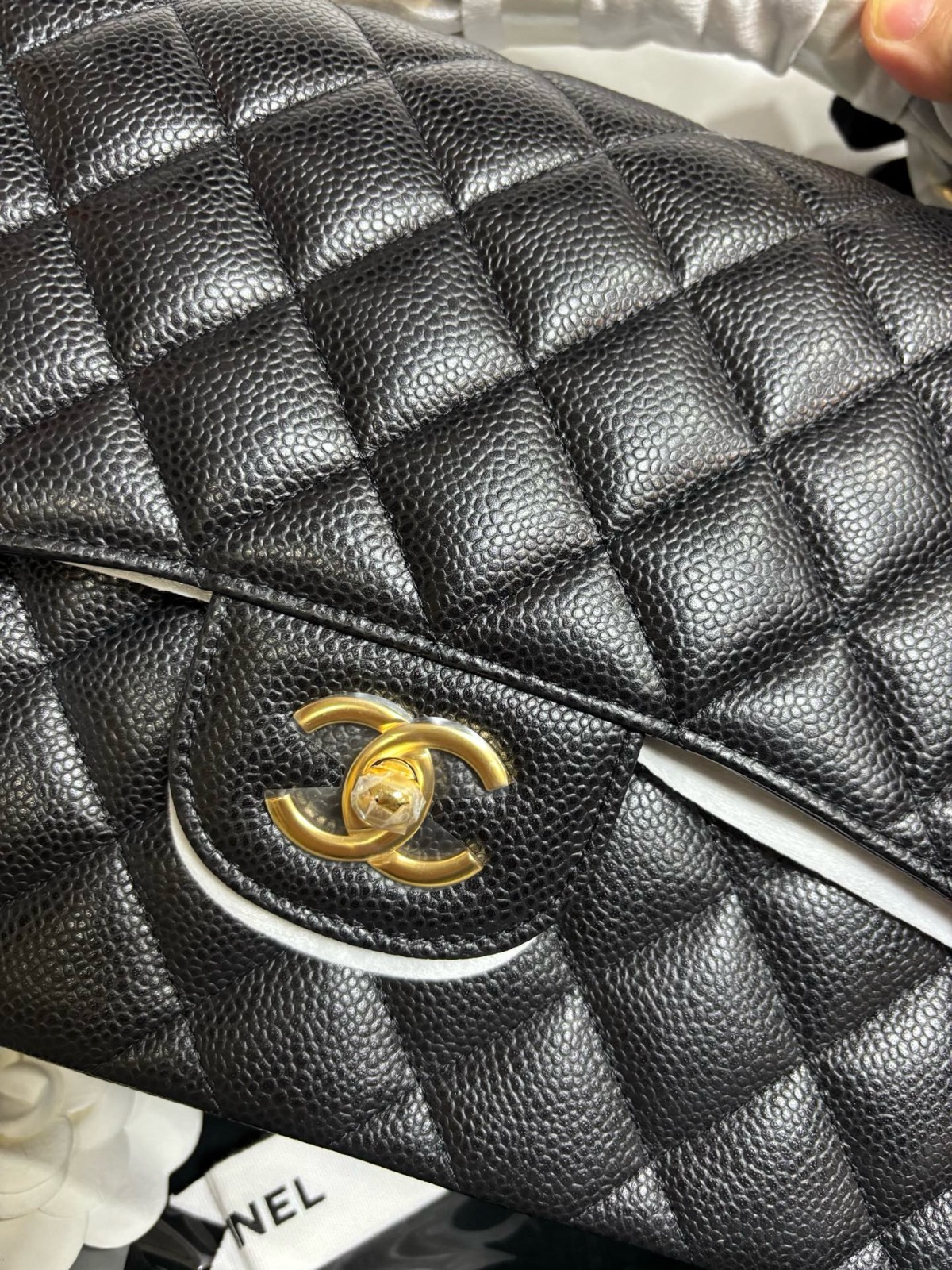 Chanel - CF 30cm Caviar Leather Bag – Black & Gold, Premium Channel Version