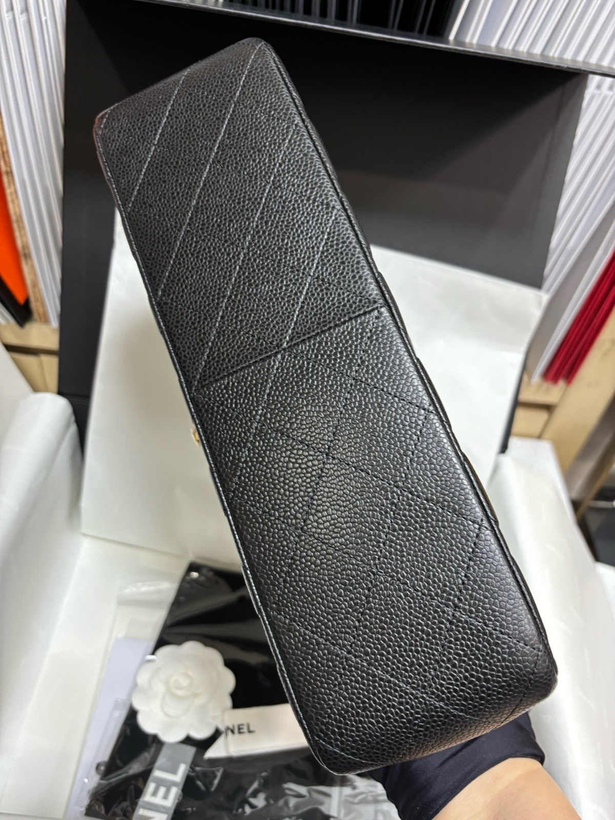 Chanel - CF 30cm Caviar Leather Bag – Black & Gold, Premium Channel Version