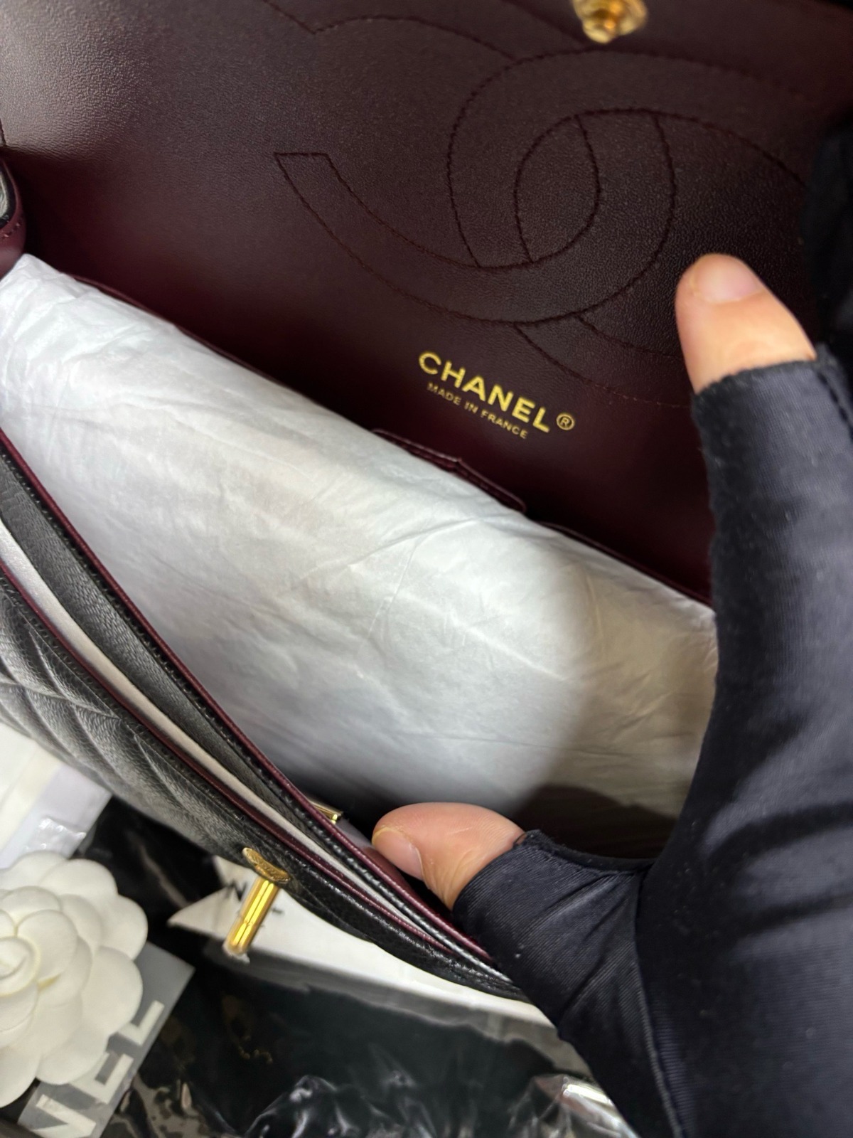 Chanel - CF 30cm Caviar Leather Bag – Black & Gold, Premium Channel Version