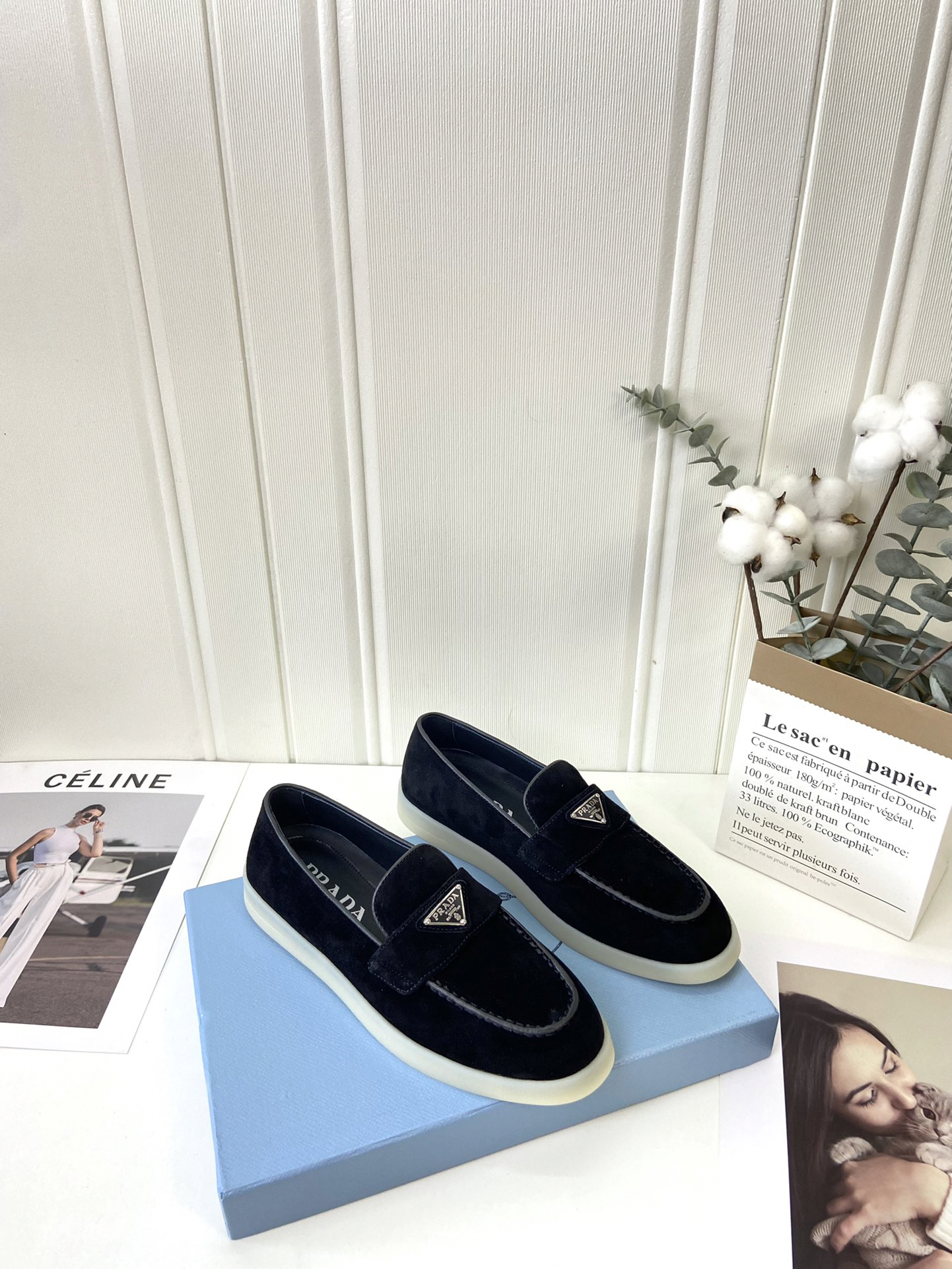 Prada - Triangle-Logo Suede Loafers