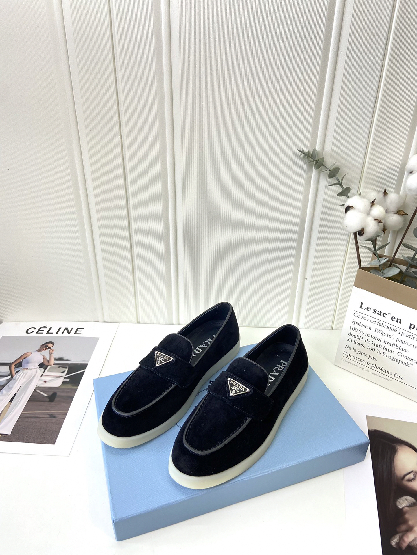Prada - Triangle-Logo Suede Loafers