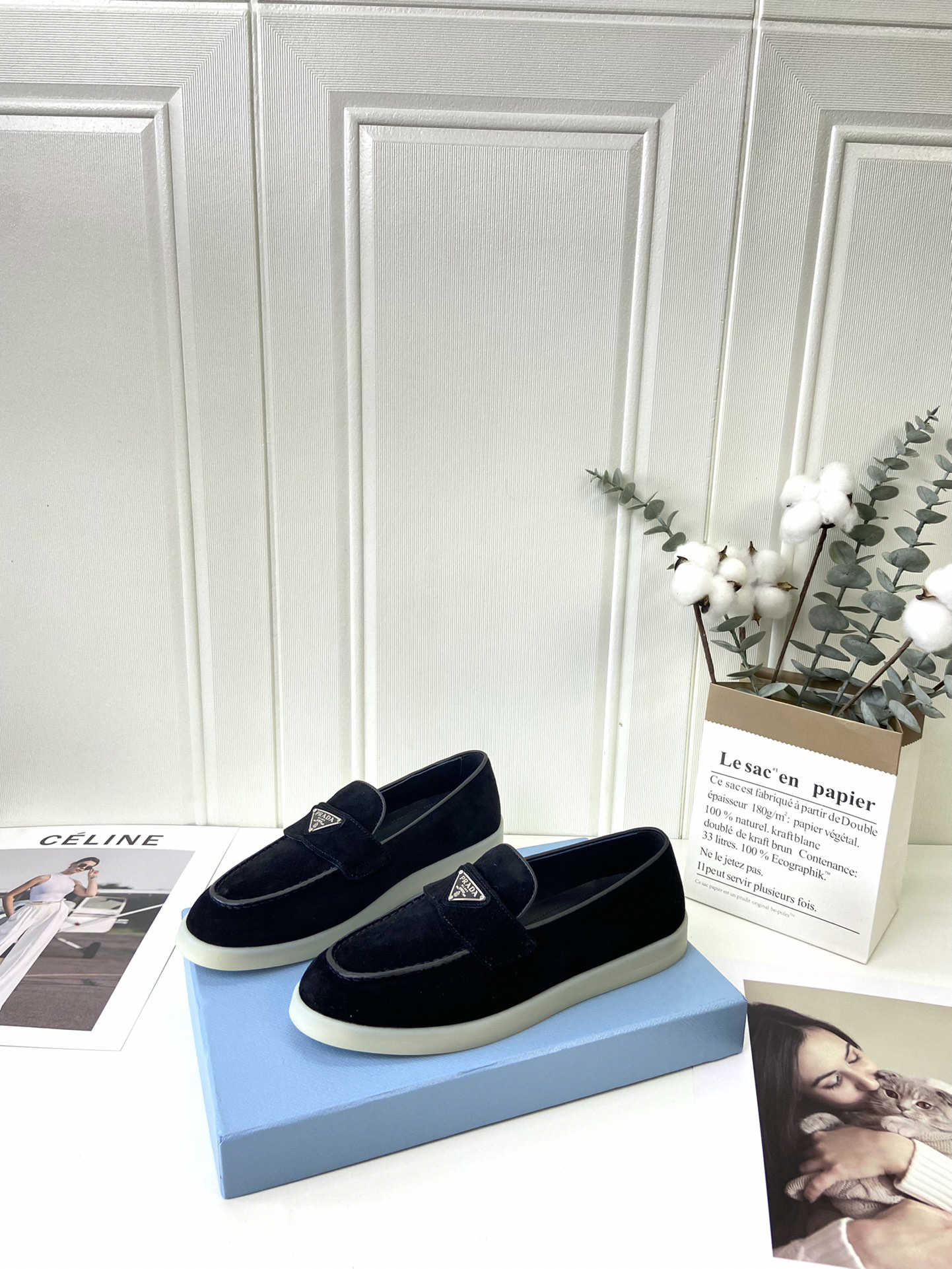 Prada - Triangle-Logo Suede Loafers