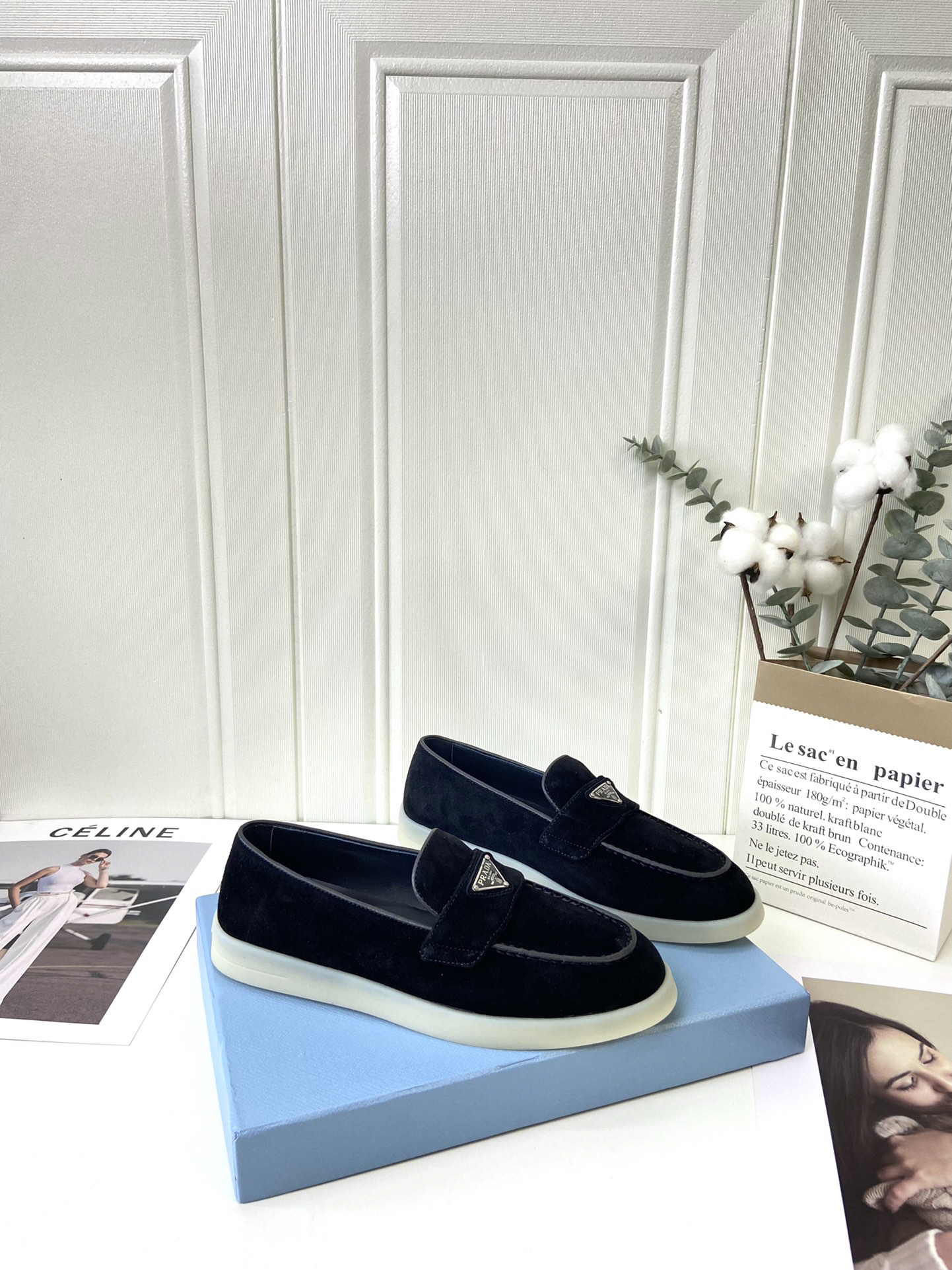 Prada - Triangle-Logo Suede Loafers