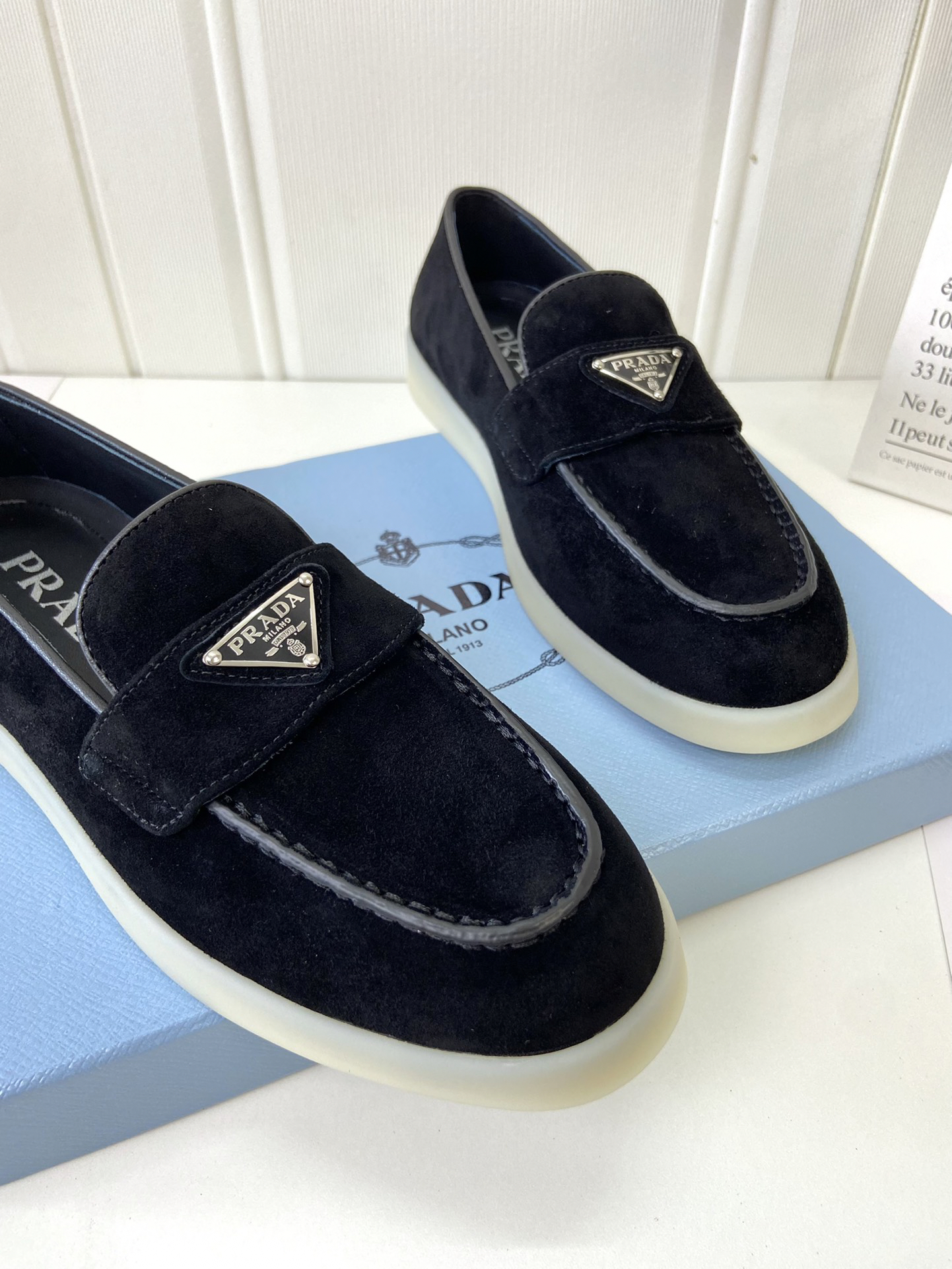 Prada - Triangle-Logo Suede Loafers