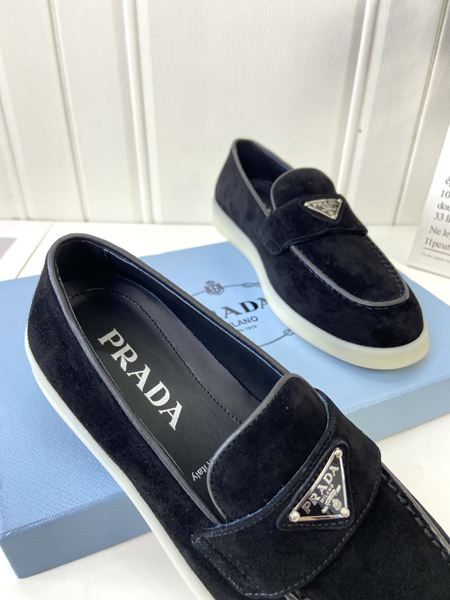 Prada - Triangle-Logo Suede Loafers