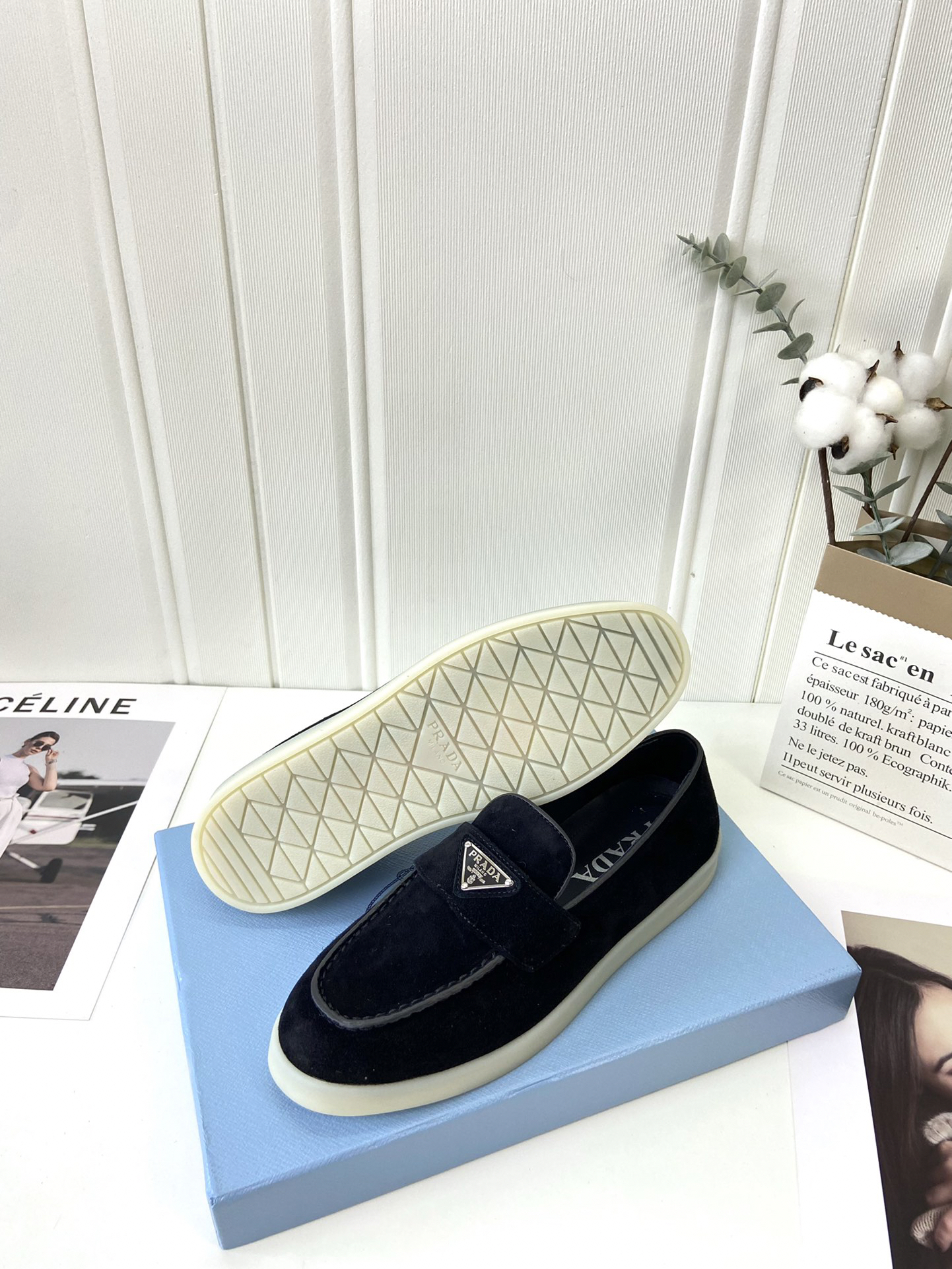 Prada - Triangle-Logo Suede Loafers