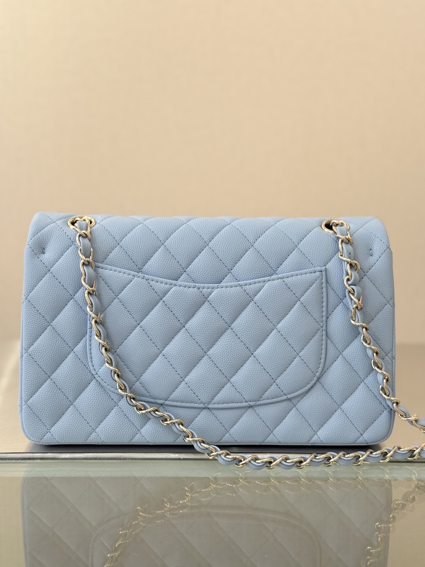 Chanel - Classic Flap 25cm Light Blue Caviar Calfskin Bag Super 1:1