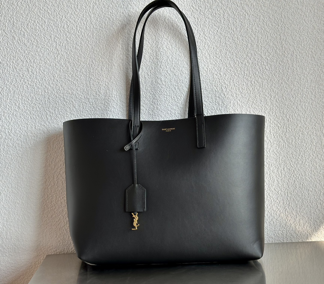 SAINT LAURENT - East/West Large Capacity Soft Calfskin Tote Bag/Shopping Bag/Shoulder Bag in Black