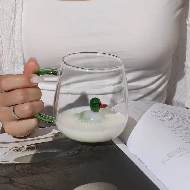 Cartoon Animal Shape Glass Home Cute High Borosilicate Glass Single Layer Cup Living Room with Guests Juice Cold Drink Cup Gift