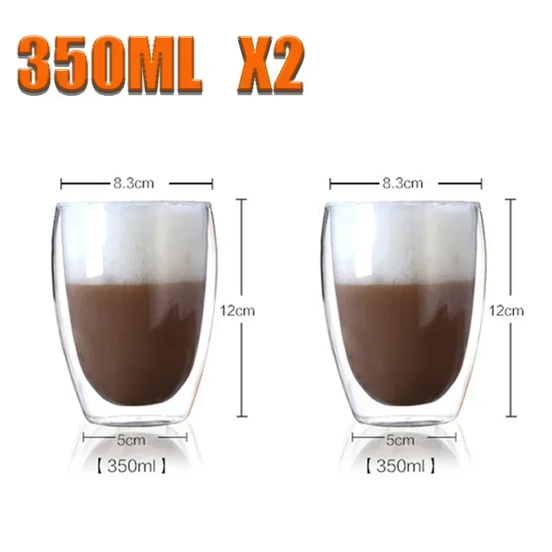 350ML Double Wall Glass Cup Transparent Handmade Heat Resistant Tea Drink Cups Whisky Beer Coffee Mugs Drinkware Reusable Tool