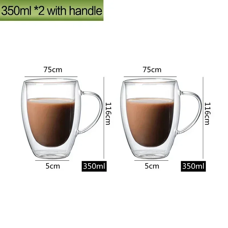 350ML Double Wall Glass Cup Transparent Handmade Heat Resistant Tea Drink Cups Whisky Beer Coffee Mugs Drinkware Reusable Tool