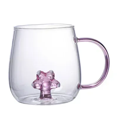 Cartoon Animal Shape Glass Home Cute High Borosilicate Glass Single Layer Cup Living Room with Guests Juice Cold Drink Cup Gift