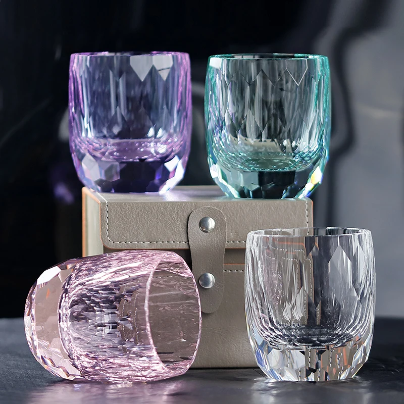 7 oz 200 ml Luxury K9 Clear Crystal Rock Glass Tumbler With Hand Engraved Honeycomb Pattern