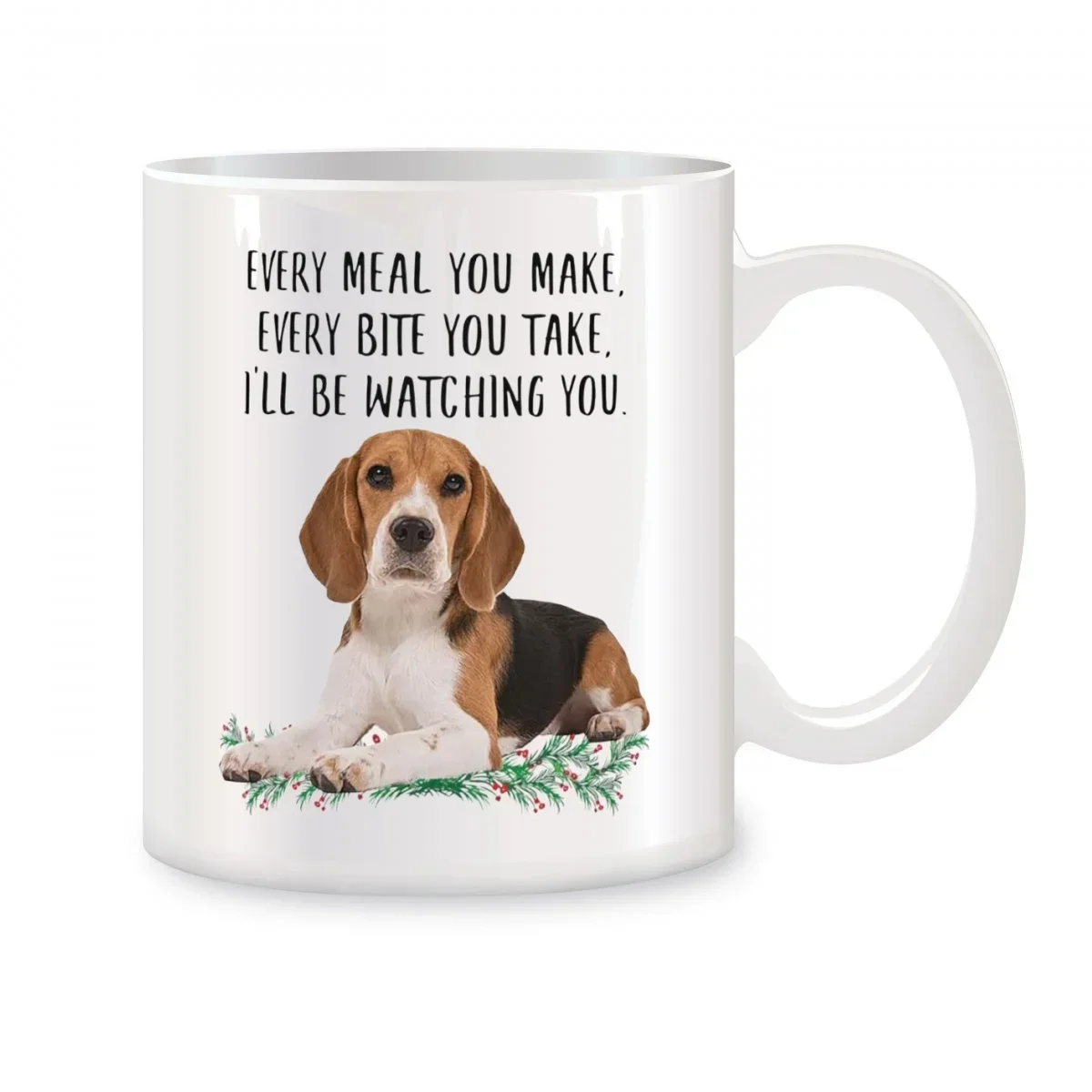Beagle Ceramic Mug, Coffee Mug, Birthday and Christmas Gifts, White, 11 oz